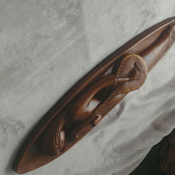 Vintage MCM chalkware Music Muse wall hanging - Picture 7 of 9